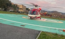 Elicottero Drago 141 dei Vigili del Fuoco atterra a San Lazzaro per il trasporto di un neonato a Genova