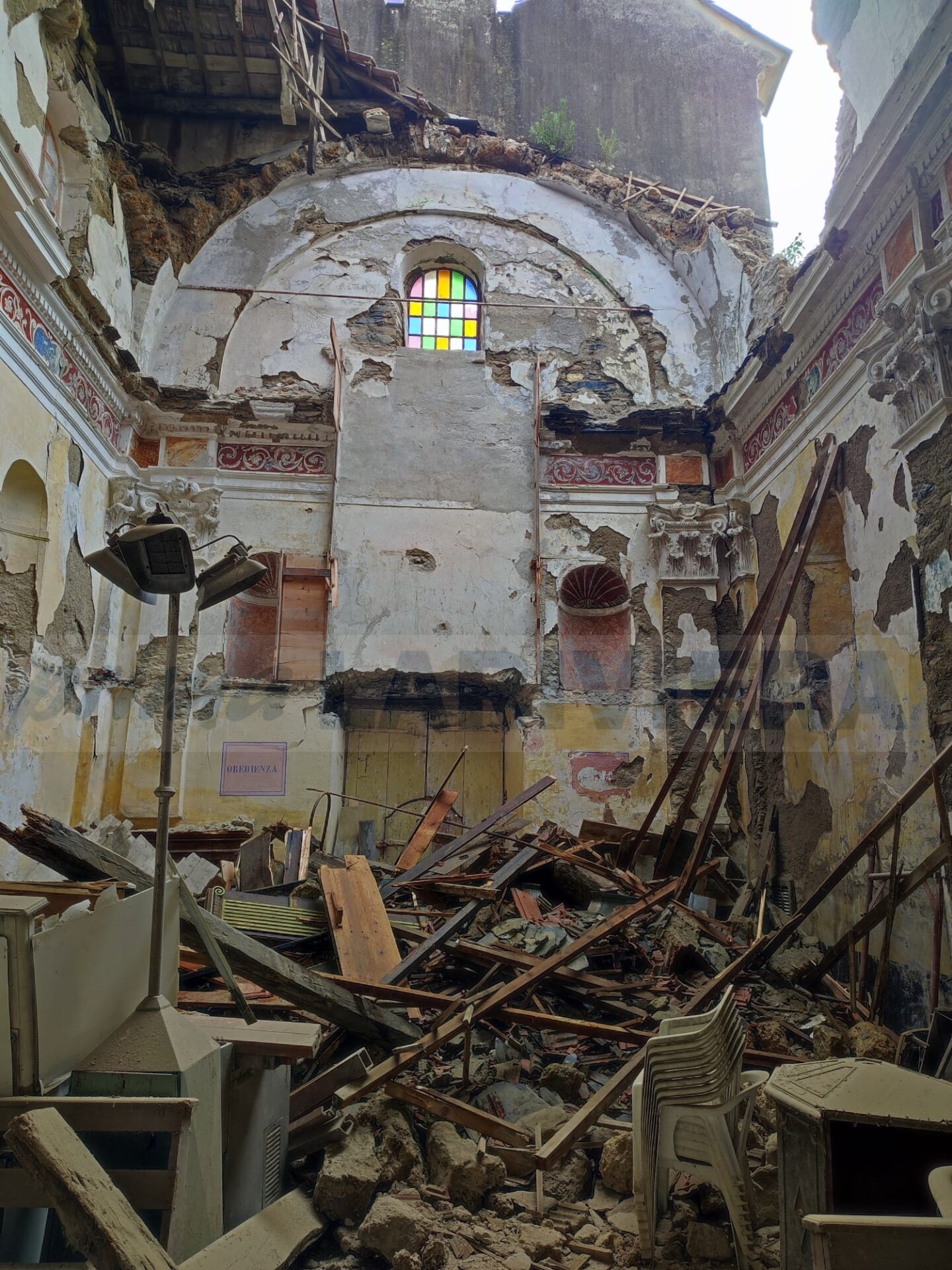 crollo tetto oratorio santa maria maddalena molini di prelà