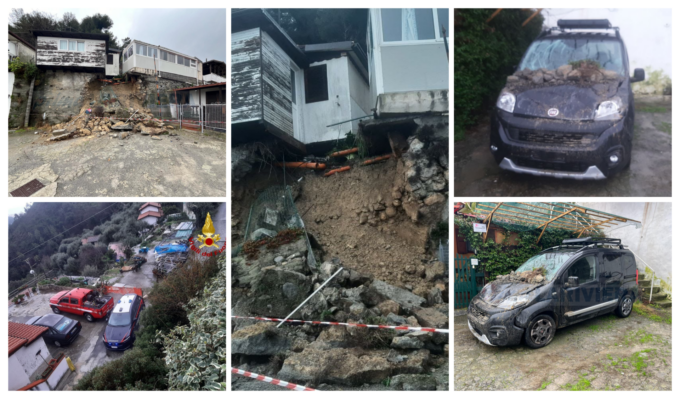 Due case vacanze rischiano di crollare a Camporosso per una frana. Foto