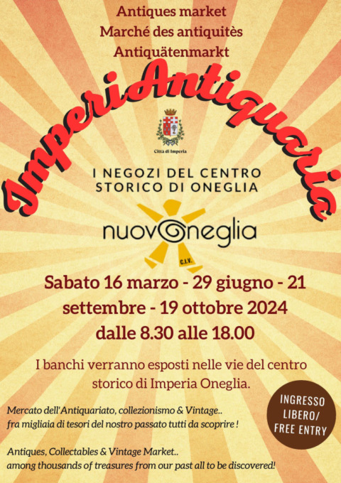 “ImperiAntiquaria” a Oneglia il Mercato dell’Arte e dell’Antiquariato ad Oneglia
