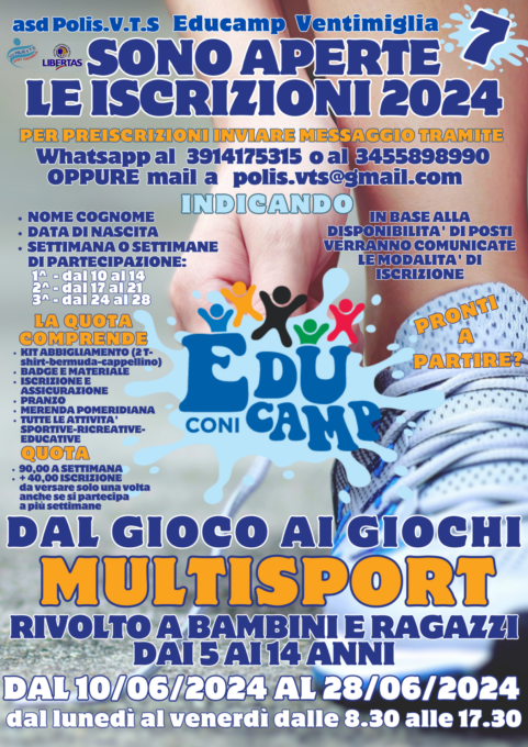 Educamp C.O.N.I Ventimiglia Pronti a partire? Sono aperte le iscrizioni!