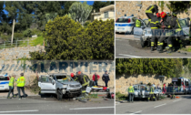 Precipita con l'auto sull'Aurelia, durante manovra: grave una donna a Bordighera. Video