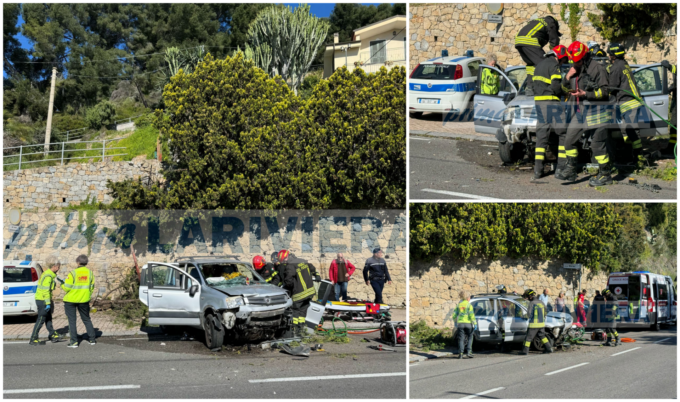Precipita con l’auto sull’Aurelia, durante manovra: grave una donna a Bordighera. Video
