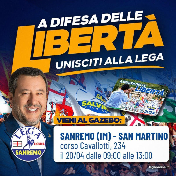 Sanremo, elezioni amministrative: sabato il gazebo della Lega con Gianni Rolando