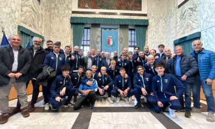 I campioni dell'Imperia Calcio ricevuti a Palazzo Civico dal sindaco Claudio Scajola