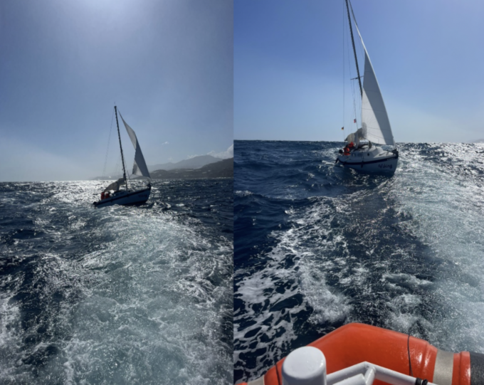 Soccorsa barca a vela in difficoltà al largo del porto di Aregai