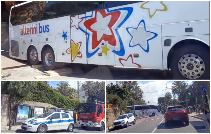 Autobus resta bloccato nella discesa del Londra, traffico a rilento in corso Matuzia