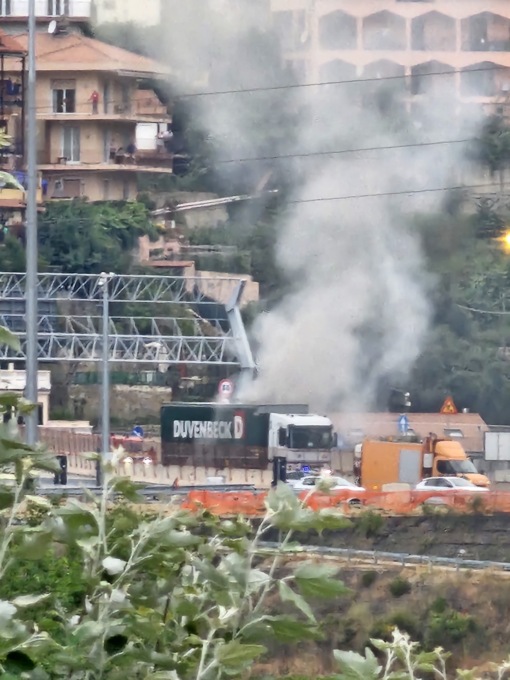 Incendio al nuovo casello di Ventimiglia