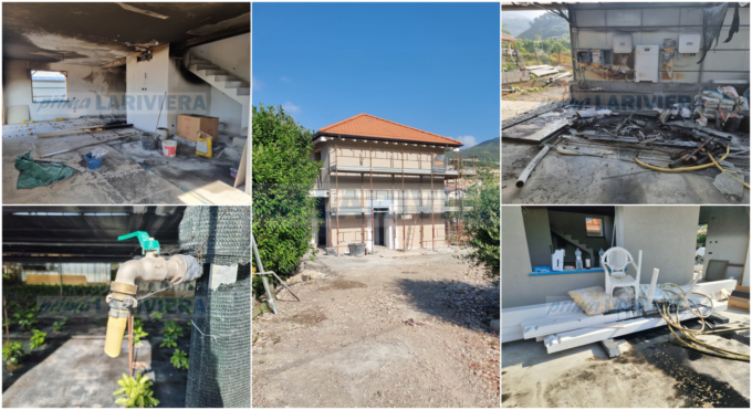Attentato incendiario nel cantiere di un villa in costruzione a Taggia
