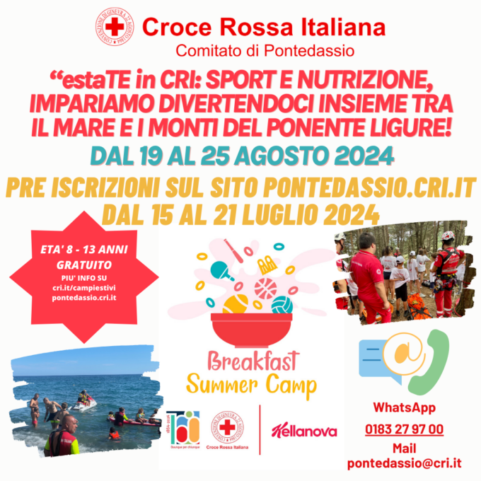 Campo estivo gratuito alla CRi di pontedassio