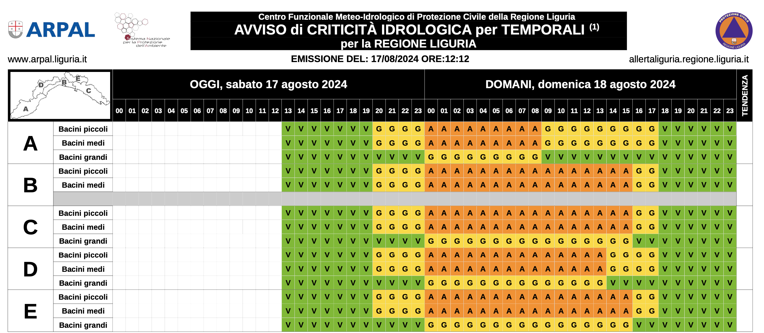 Allerta arancione sabato 17 agosto e domenica 18 agosto 2024