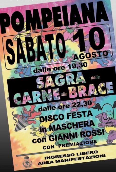 Disco festa in maschera e carne alla brace a Pompeiana