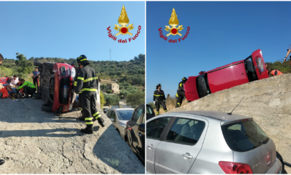 Auto si ribalta su un fianco a Pompeiana, un ferito