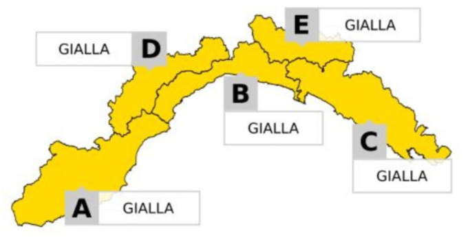 Allerta gialla su tutta la Liguria