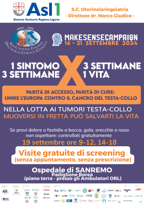 Tumori testa-collo, ambulatori aperti il 19 settembre per lo screening