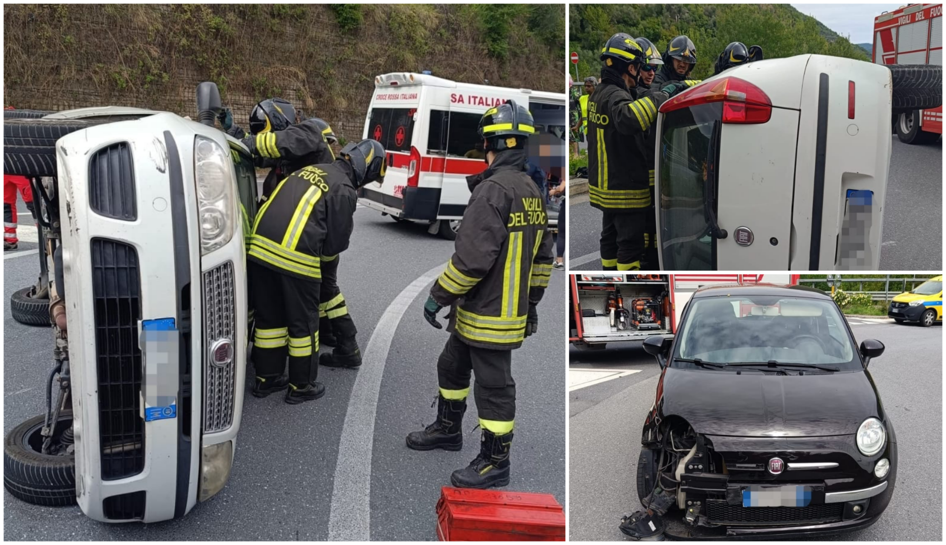 Incidente statale 28 Pieve di Teco due auto Fiat Punto Fiat 500