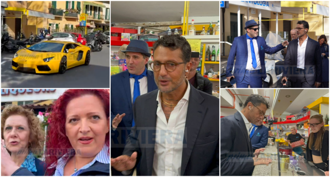 Lo showman Fabrizio Corona al Conad di Latte per la vendita di parte dei muri. Video