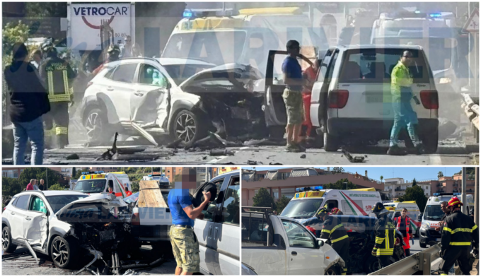 Maxi schianto sull’Aurelia a Riva: 4 auto coinvolte, feriti incastrati e principio di incendio