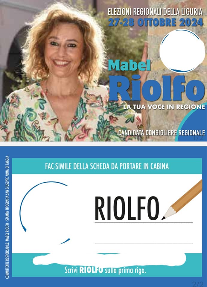 Scheda elettorale Mabel Riolfo elezioni regionali ottobre 2024