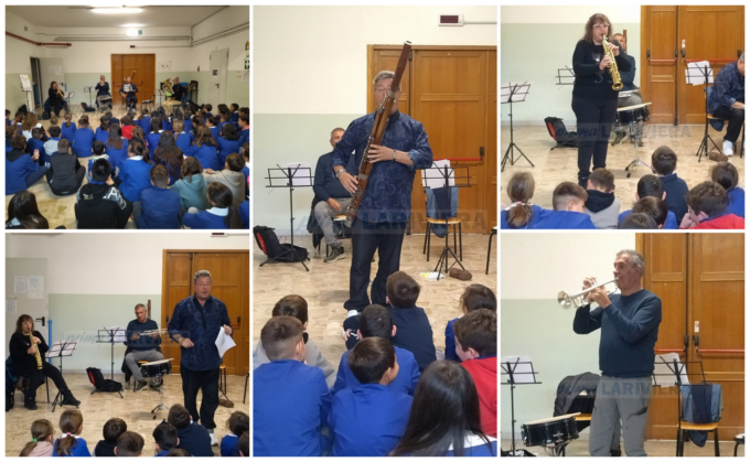 La Banda Anfossi di Taggia incontra gli allievi della scuola Mazzini di Levà