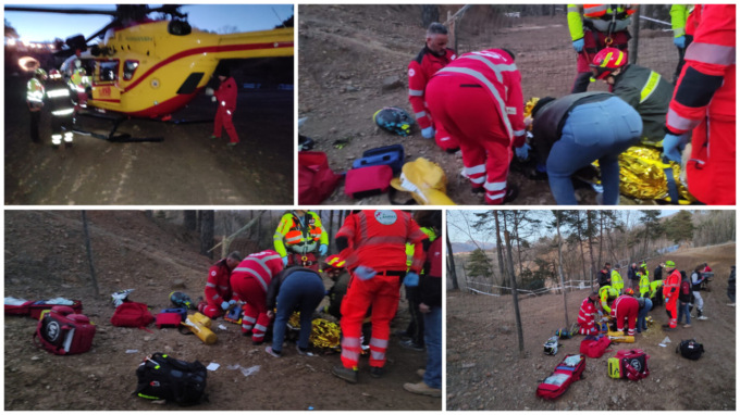 Mobilitazione di soccorsi per un giovane caduto in motocross