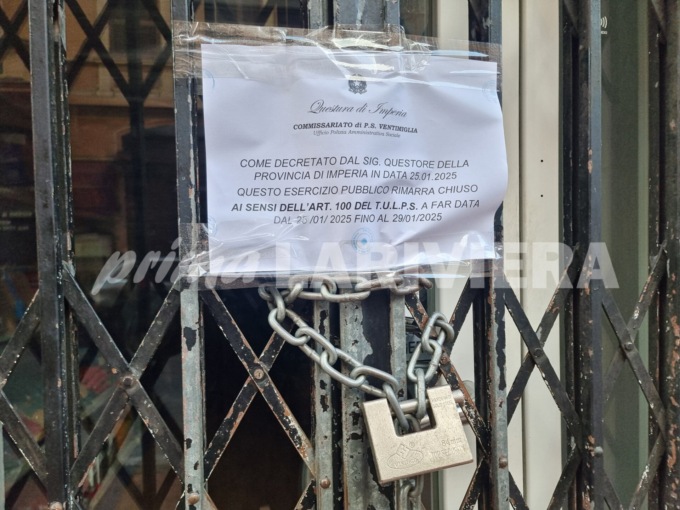 Alimentari di Ventimiglia chiuso per quattro giorni dal questore