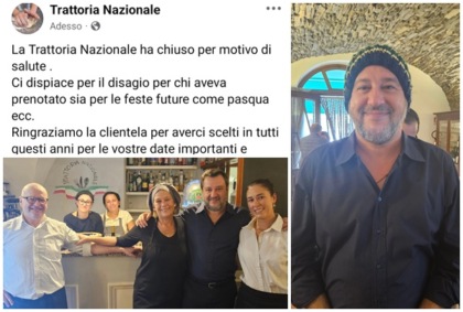 Trattoria Nazionale “chiude per motivi di salute”. A ottobre il pranzo di Matteo Salvini
