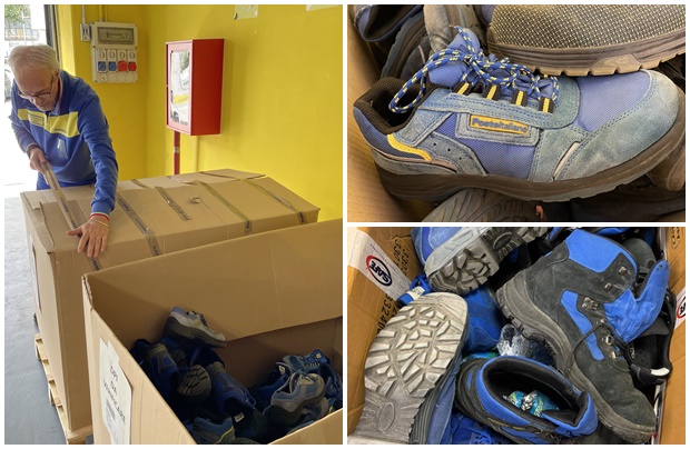 Le scarpe dei portalettere di Poste Italiane diventeranno tappeti per le aree gioco dei bambini