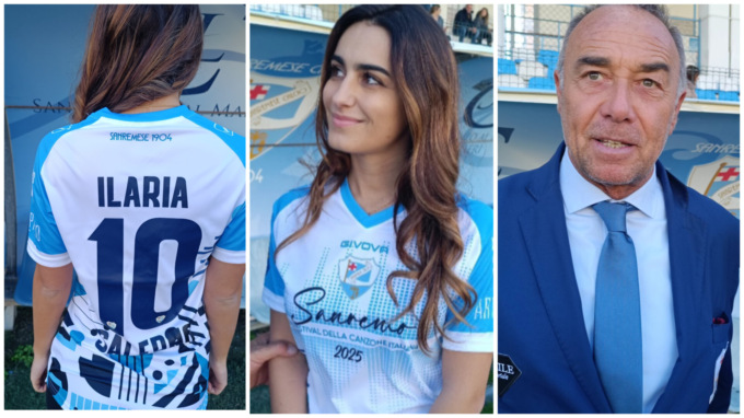 Sanremese in campo con la maglia del Festival