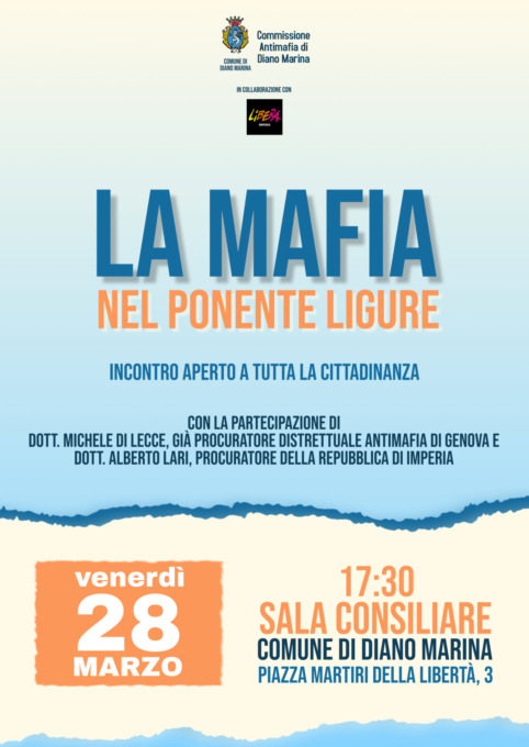 A Diano Marina il 28 marzo si parla di Mafia
