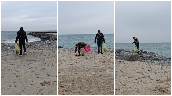 Coppia di turisti pulisce le spiagge di Arma