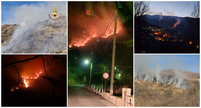 Vasto incendio a Tavole: elicottero e Canadair in azione nell’entroterra di Imperia