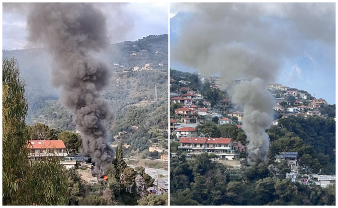 Brucia casolare sulle alture di Ventimiglia