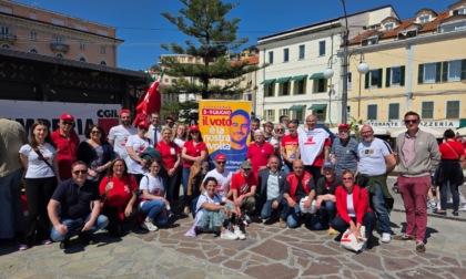 Primo Maggio in piazza Colombo, manifestazione di Cgil, Cisl e Uil