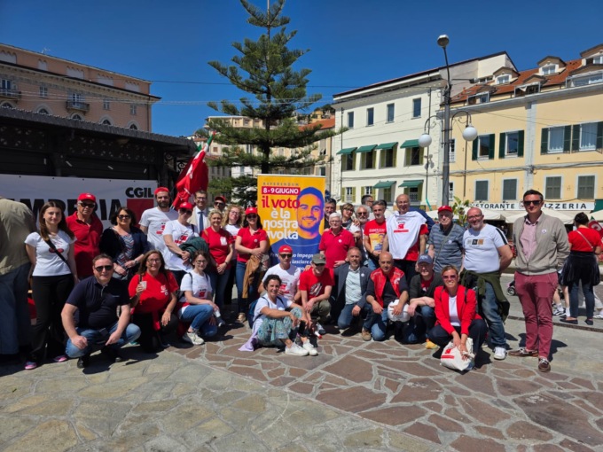 Primo Maggio in piazza Colombo, manifestazione di Cgil, Cisl e Uil