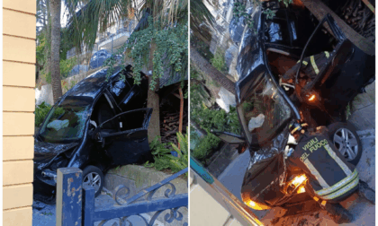Con l'auto finisce nel cortile della sottostante casa, ferito un 24enne