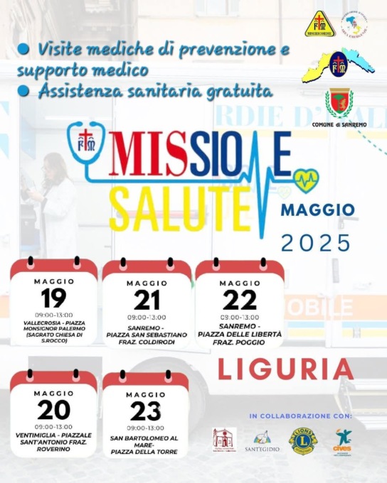 Missione Salute arriva a Sanremo, oggi ambulatorio mobile a Poggio