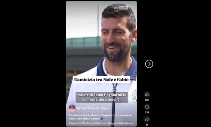 Nole Djokovic da Wimbledon ricorda Sanremo e l'amicizia con Fognini