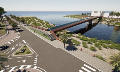 Il sindaco Di Muro ringrazia Bucci per il contributo della passerella. Rendering