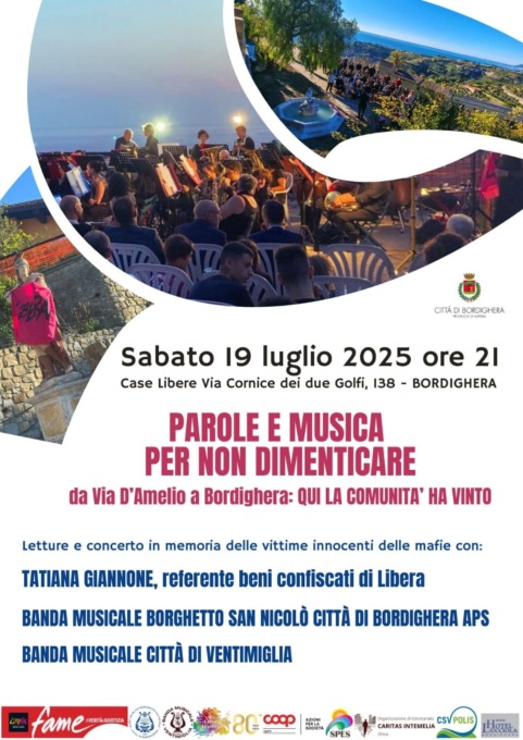 Sabato alle Case Libera di Bordighera il ricordo della Strage di Via D’Amelio