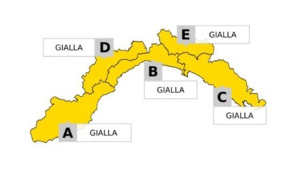 Allerta gialla su tutta la Liguria