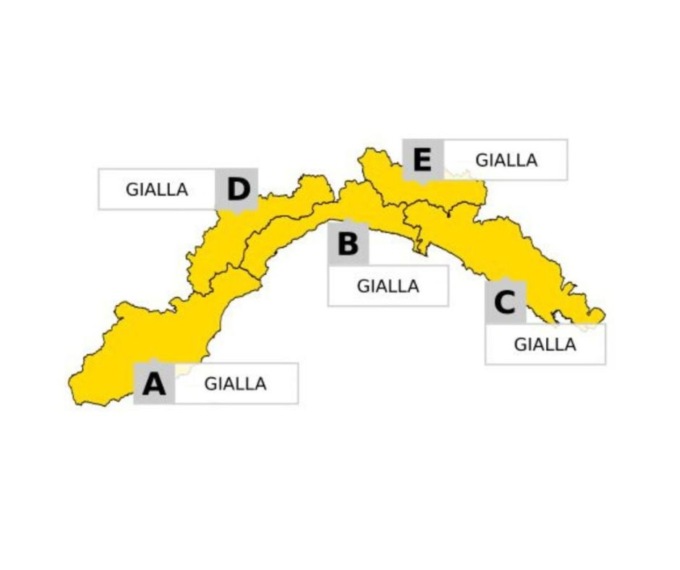 Allerta gialla su tutta la Liguria