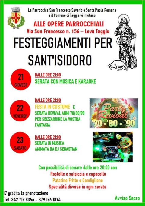 Al via la Festa di Sant’Isidoro, patrono degli agricoltori e di Levà
