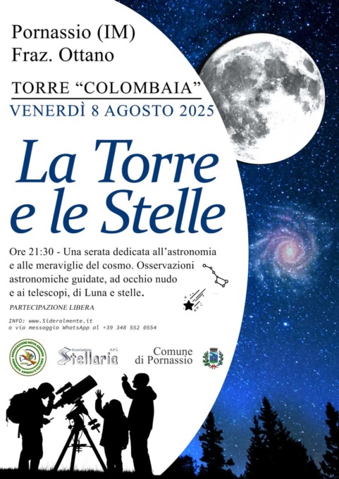 Pornassio, la notte delle stelle: osservazioni astronomiche alla Torre Colombaia