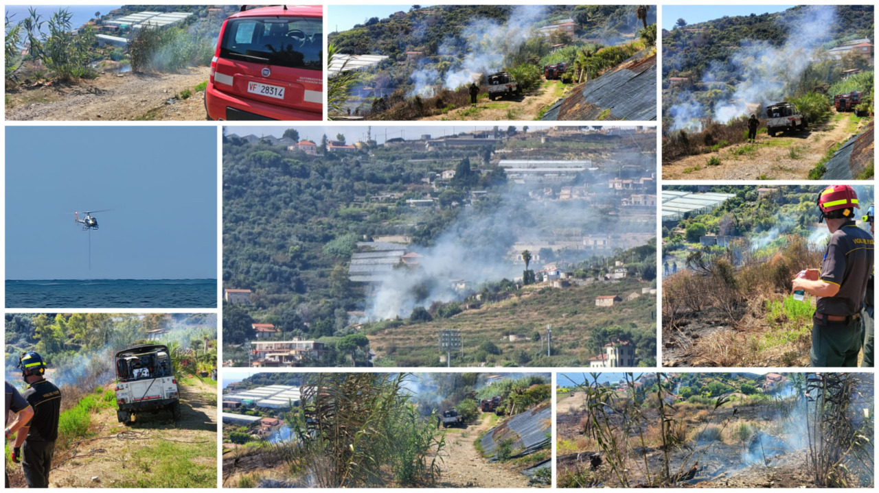 Incendio nella collina sopra Pian di Poma
