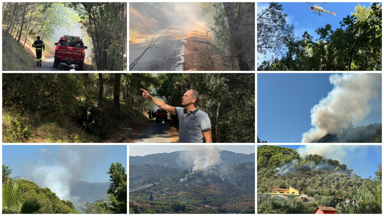 Incendio a Diano Calderina. Il sindaco rassicura: “È sotto controllo”