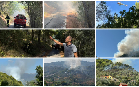 Incendio a Diano Calderina. Il sindaco rassicura: “È sotto controllo”