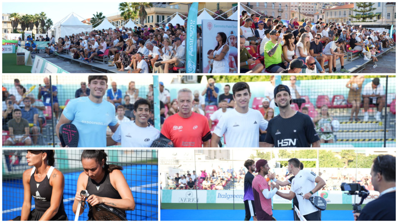 Spettacolo con Chingotto e Momo Gonzalez in Piazza Colombo con il Sanremo Padel Tour