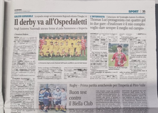 Su La Riviera tutti i risultati del calcio giovanile
