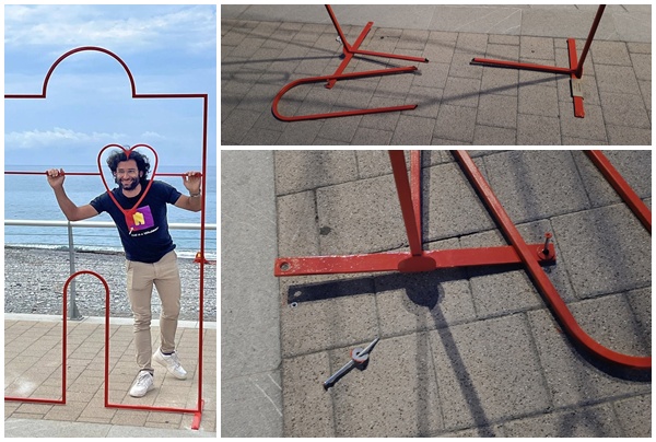 Vandalizzata l’opera di Andrea Iorio a Vallecrosia: “Mi devo arrendere? No! Stavolta troviamo chi è stato!”